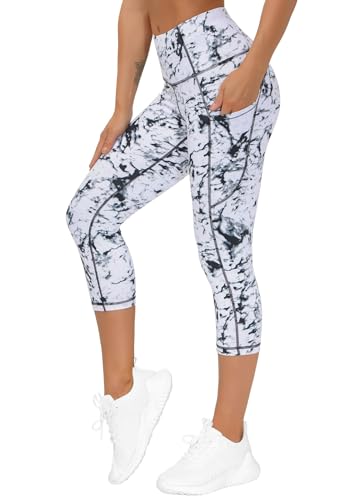THE GYM PEOPLE Women's Thick High Waist Capris Yoga Pants Workout Leggings