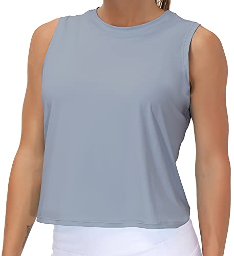 THE GYM PEOPLE Ice Silk Workout Tops for Women Quick Dry Muscle Gym Running Shirts Sleeveless Flowy Yoga Tank Tops