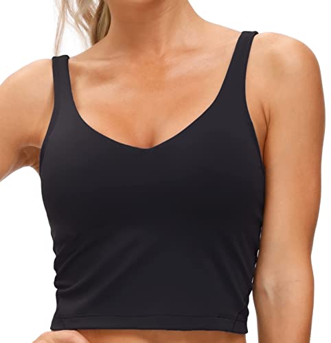 THE GYM PEOPLE Women’s Longline Sports Bra Wirefree Padded Medium Support Yoga Bras Gym Running Workout Tank Tops