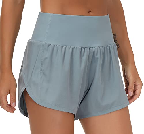 THE GYM PEOPLE Women's High Waisted Running Shorts Quick Dry Workout Shorts