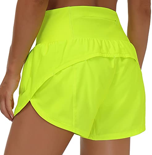 THE GYM PEOPLE Women's High Waisted Running Shorts Quick Dry Workout Shorts
