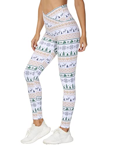 THE GYM PEOPLE Women V Cross Waist Yoga Leggings Tummy Control Workout Pant