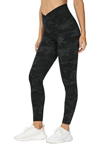 THE GYM PEOPLE Women V Cross Waist Yoga Leggings Tummy Control Workout Pant