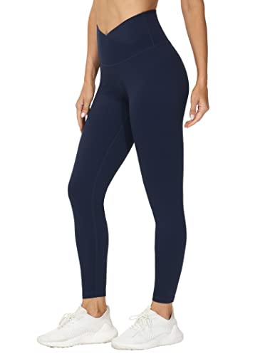 THE GYM PEOPLE Women V Cross Waist Yoga Leggings Tummy Control Workout Pant