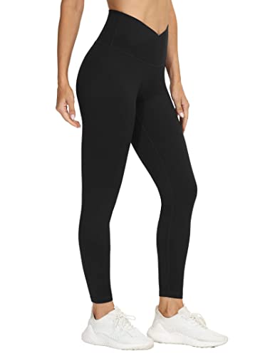 THE GYM PEOPLE Women V Cross Waist Yoga Leggings Tummy Control Workout Pant