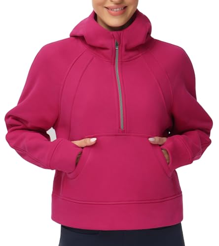 THE GYM PEOPLE Womens' Hoodies Half Zip Fleece Crop Pullover Sweatshirts