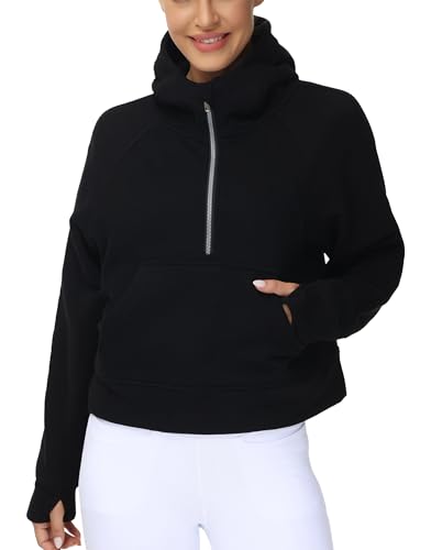 THE GYM PEOPLE Womens' Hoodies Half Zip Fleece Crop Pullover Sweatshirts