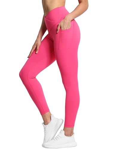 THE GYM PEOPLE Women Cross Waist Workout Leggings Yoga Pants with Pockets
