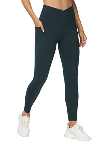 THE GYM PEOPLE Women Cross Waist Workout Leggings Yoga Pants with Pockets