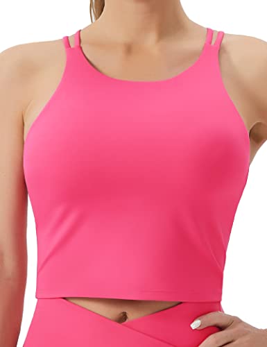 THE GYM PEOPLE Women's Cross Back Sports Bra Halter Neck Crop Tank Tops