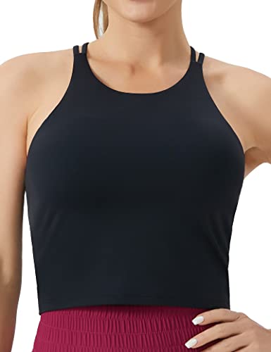 THE GYM PEOPLE Women's Cross Back Sports Bra Halter Neck Crop Tank Tops