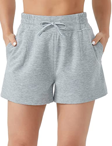 THE GYM PEOPLE Women's Drawstring Sweat Shorts High Waisted Summer Workout Lounge Shorts with Pockets