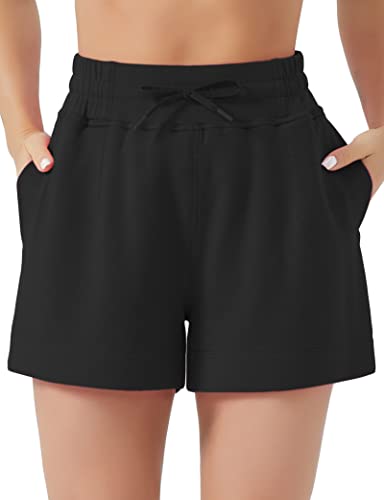 THE GYM PEOPLE Women's Drawstring Sweat Shorts High Waisted Summer Workout Lounge Shorts with Pockets