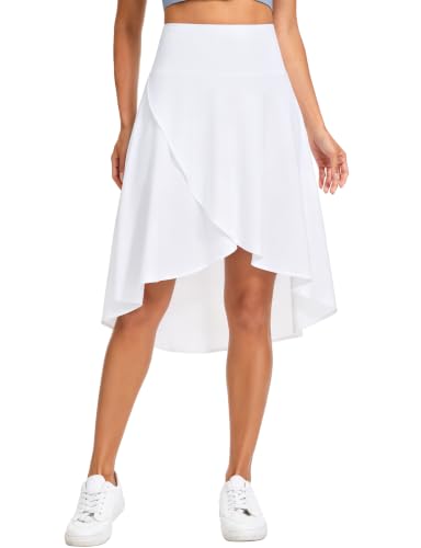 THE GYM PEOPLE Women's High Waist Wrap Skorts High Low Flowy Midi Skirt