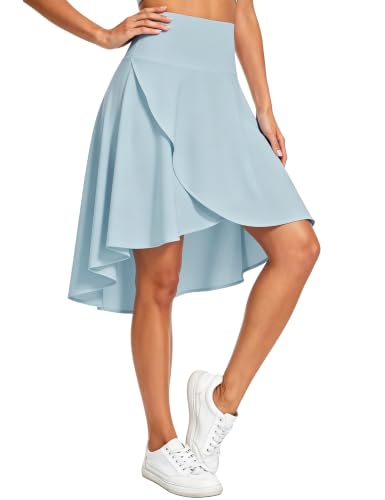 THE GYM PEOPLE Women's High Waist Wrap Skorts High Low Flowy Midi Skirt