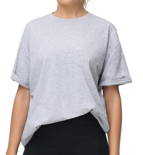 THE GYM PEOPLE Women's Workout Tops Oversized T-Shirts Crewneck Basic Tee