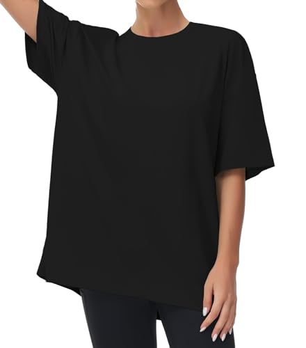 THE GYM PEOPLE Women's Workout Tops Oversized T-Shirts Crewneck Basic Tee