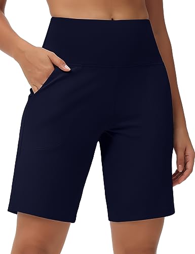 THE GYM PEOPLE Women's High Waisted Bermuda Shorts Long Workout Shorts