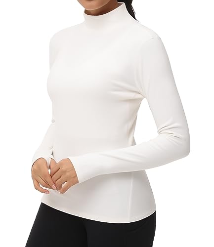 THE GYM PEOPLE Women's Mock Turtleneck Thermal Shirts Fleece Undershirt Top