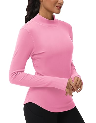 THE GYM PEOPLE Women's Mock Turtleneck Thermal Tops Fleece Underwear Shirts