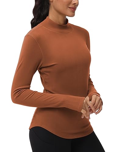 THE GYM PEOPLE Women's Mock Turtleneck Thermal Tops Fleece Underwear Shirts