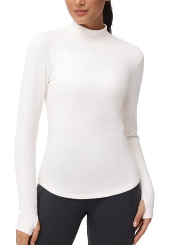 THE GYM PEOPLE Women's Mock Turtleneck Thermal Tops Fleece Underwear Shirts