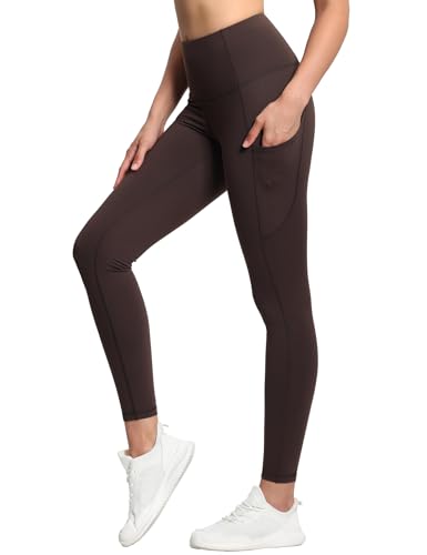 THE GYM PEOPLE Women's Thick High Waist Yoga Pants Workout Leggings Brown