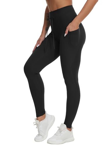 THE GYM PEOPLE Women's Drawstring Workout Leggings with Pockets Yoga Pants