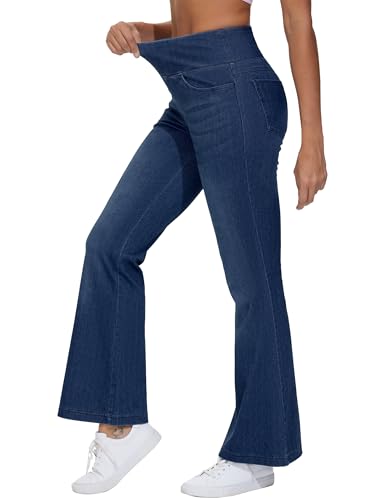 THE GYM PEOPLE Women's High Waisted Bell Bottom Jean Pants Flare Jeggings