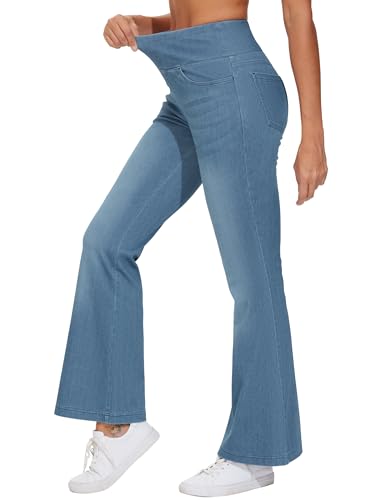 THE GYM PEOPLE Women's High Waisted Bell Bottom Jean Pants Flare Jeggings