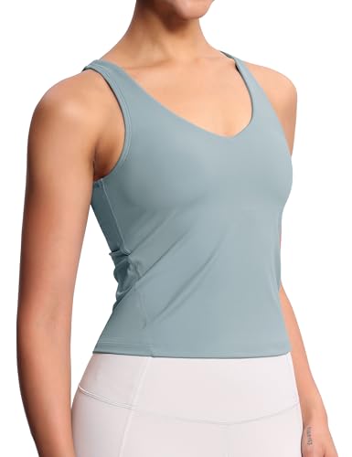 THE GYM PEOPLE Women's Longline Sports Bra Wirefree Workout Yoga Tank Top