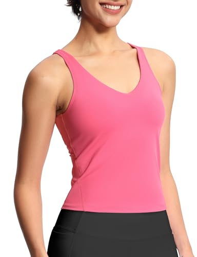 THE GYM PEOPLE Women's Longline Sports Bra Wirefree Workout Yoga Tank Top