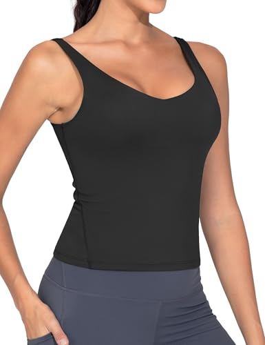 THE GYM PEOPLE Women's Longline Sports Bra Wirefree Workout Yoga Tank Top