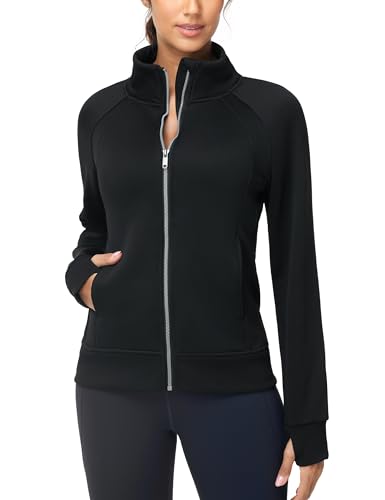 THE GYM PEOPLE Women Full Zip Up Sweatshirts Fleece Jackets Stand Collar