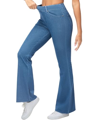 THE GYM PEOPLE Women's Pull On Flare Jeggings Stretchy Bell Bottom Jeans