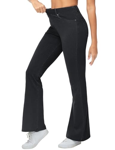 THE GYM PEOPLE Women's Pull On Flare Jeggings Stretchy Bell Bottom Jeans