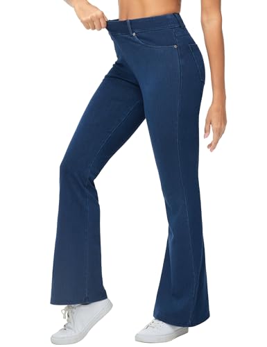 THE GYM PEOPLE Women's Pull On Flare Jeggings Stretchy Bell Bottom Jeans