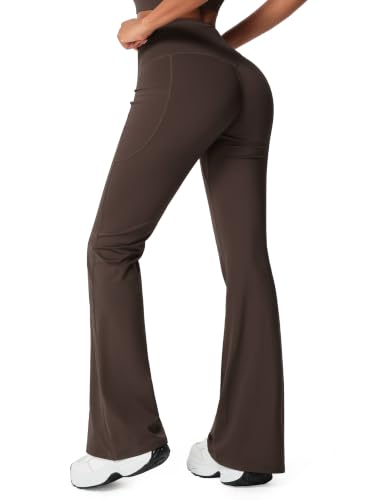 THE GYM PEOPLE Women's Flare Leggings with Pockets Butt Scrunch Yoga Pants