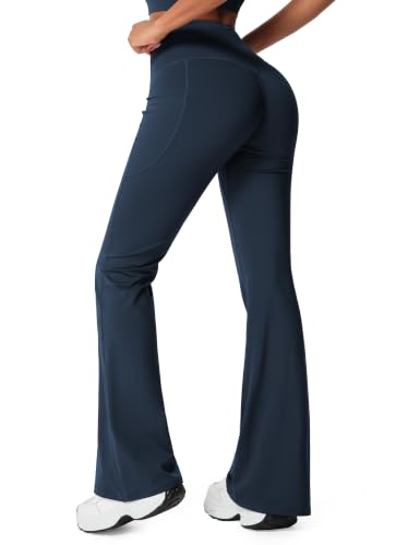 THE GYM PEOPLE Women's Flare Leggings with Pockets Butt Scrunch Yoga Pants