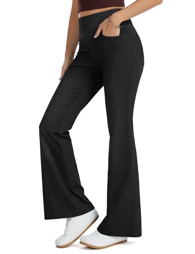 THE GYM PEOPLE Women's High Waisted Bell Bottom Jean Pants Flare Jeggings