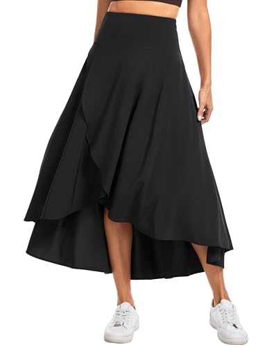 THE GYM PEOPLE Women's High Waist Flowy Skirts Wrap High Low Maxi Skorts