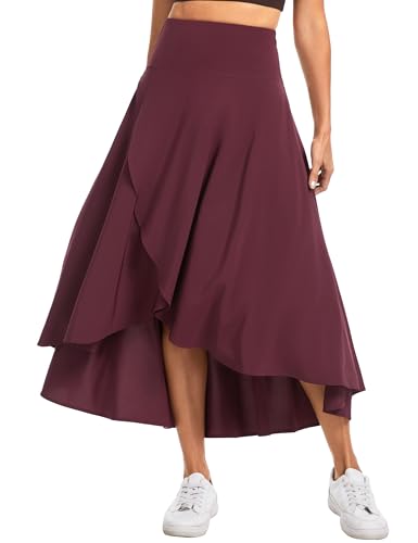 THE GYM PEOPLE Women's High Waist Flowy Skirts Wrap High Low Maxi Skorts