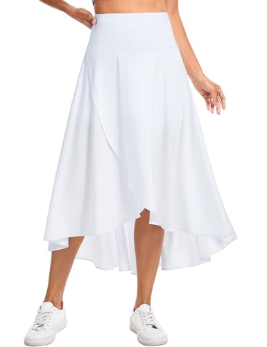 THE GYM PEOPLE Women's High Waist Flowy Skirts Wrap High Low Maxi Skorts