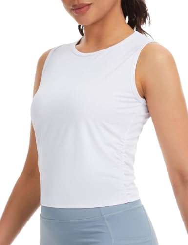 THE GYM PEOPLE Women's Ruched Tank Tops Slim Fit Sleeveless Workout Shirts