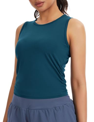 THE GYM PEOPLE Women's Ruched Tank Tops Slim Fit Sleeveless Workout Shirts