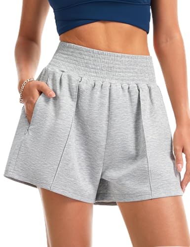 THE GYM PEOPLE Women's High Waist Sweat Shorts Running Athletic Shorts