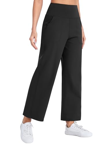THE GYM PEOPLE Women's Wide Leg Yoga Pants High Waist Lounge Dress Pants