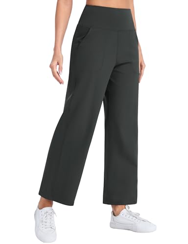 THE GYM PEOPLE Women's Wide Leg Yoga Pants High Waist Lounge Dress Pants