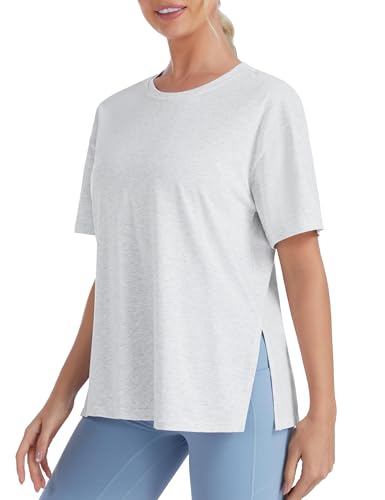 THE GYM PEOPLE Women's Loose Fit Workout T-Shirts Side Slit Casual Tops