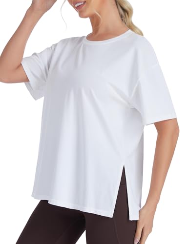 THE GYM PEOPLE Women's Loose Fit Workout T-Shirts Side Slit Casual Tops